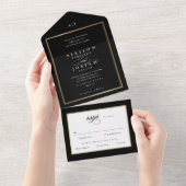Elegante Monogram Gouden Bruiloft All In One Uitnodiging (Afscheurbaar)