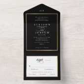 Elegante Monogram Gouden Bruiloft All In One Uitnodiging (Binnen)