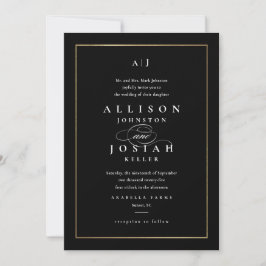 Elegante Monogram Gouden Bruiloft Kaart