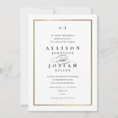 Elegante Monogram Gouden Bruiloft Kaart (Voorkant)