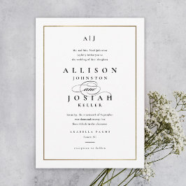 Elegante Monogram Gouden Bruiloft Kaart