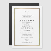 Elegante Monogram Gouden Bruiloft Magnetische Uitnodiging (Voorkant / Achterkant)