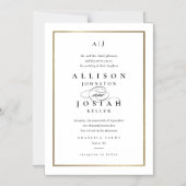 Elegante Monogram Gouden Bruiloft Magnetische Uitnodiging (Voorkant)