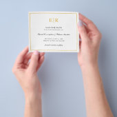Elegante Monogram Gouden Budget Huwelijk Opsparen Flyer (Hand)