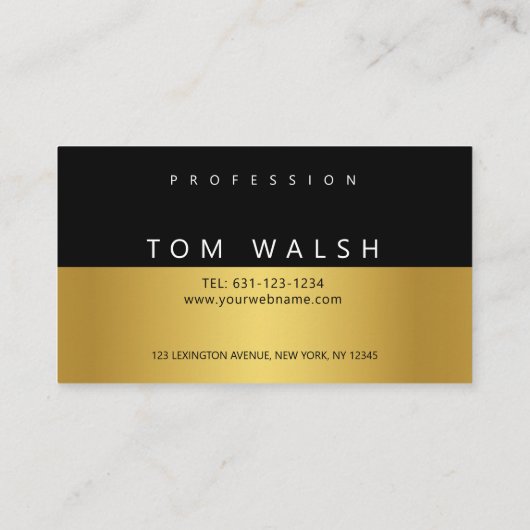 Elegante Monogram Gouden en Zwarte Zakkaart Visitekaartje (Achterkant)