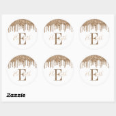 Elegante Monogram Gouden Glitter Drip Ronde Sticker (Vel)