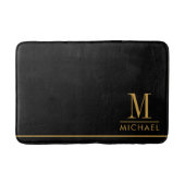 Elegante Monogram Gouden Naam Zwart Badmat (Voorkant)