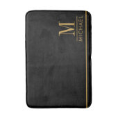 Elegante Monogram Gouden Naam Zwart Badmat (Voorkant Verticaal)