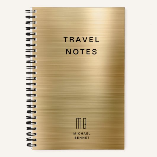Elegante Monogram Gouden Reis Notitieboek (Voorkant)