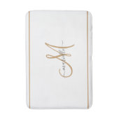 Elegante Monogram Gouden Script Naam Wit Badmat (Voorkant Verticaal)