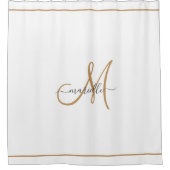 Elegante Monogram Gouden Script Naam Wit  Douchegordijn (Voorkant)