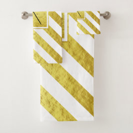 Elegante Monogram Gouden Strepen Bad Handdoek