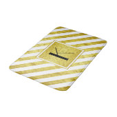 Elegante Monogram Gouden Strepen Badmat (Gekanteld)