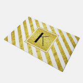 Elegante Monogram Gouden Strepen Deurmat (Schuin)