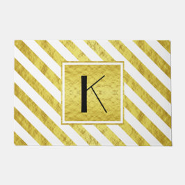 Elegante Monogram Gouden Strepen Deurmat