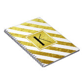 Elegante Monogram Gouden Strepen Notitieboek (Rechterzijde)