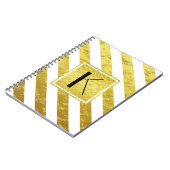 Elegante Monogram Gouden Strepen Notitieboek (Linkerzijde)