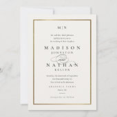 Elegante Monogram Gouden Trouw Uitnodiging (Voorkant)