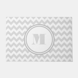 Elegante Monogram Grijs Chevron Deurmat