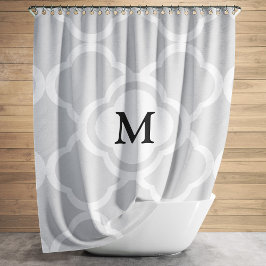 Elegante Monogram Grijs Quatrefoil Douchegordijn