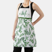 Elegante Monogram Groen Blad Patroon Schort (Insitu)