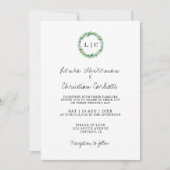 Elegante Monogram Groen QR Code Huwelijk Kaart (Voorkant)