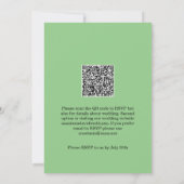 Elegante Monogram Groen QR Code Huwelijk Kaart (Achterkant)