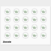 Elegante Monogram Groen Retouradres Ronde Sticker (Vel)