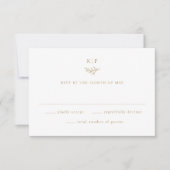 Elegante Monogram Groene Bladeren Bruiloft RSVP Kaartje (Voorkant)