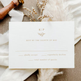 Elegante Monogram Groene Bladeren Bruiloft RSVP Kaartje