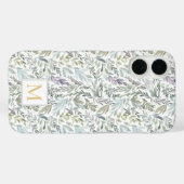 Elegante Monogram Groene Botanische Waterverf Case-Mate iPhone Case (Achterkant (horizontaal))