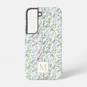 Elegante Monogram Groene Botanische Waterverf Samsung Galaxy Hoesje