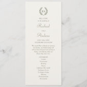 Elegante Monogram Groene Crème Trouw Tijdlijn Plat Programmakaart (Voorkant)
