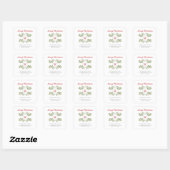 Elegante Monogram Groene Retouradres Vierkante Sticker (Vel)