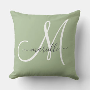 Elegante Monogram Groene Worpkussen Kussen