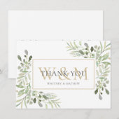 Elegante Monogram Groenery Bedankkaart (Voorkant / Achterkant)