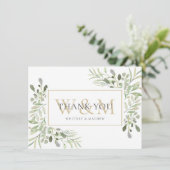 Elegante Monogram Groenery Bedankkaart (Staand voorkant)