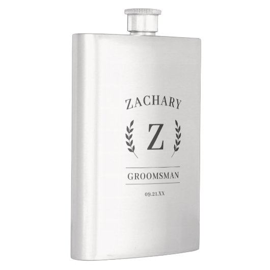 Elegante Monogram Groomsmen Gift Bruiloft Flacon (Rechts)