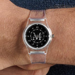 Elegante monogram Groomsmen Zwart & Wit Horloge<br><div class="desc">elegante monogram groomsmen zwart & wit Horloge</div>