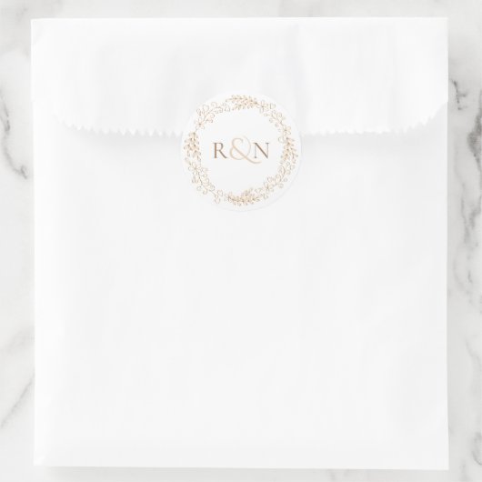 Elegante monogram guirlande ronde sticker (Tas)
