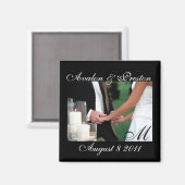 Elegante monogram handen opslaan van de datum magn magneet (Voorkant / Achterkant)