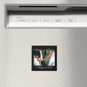 Elegante monogram handen opslaan van de datum magn magneet (Insitu (Vaatwasser))