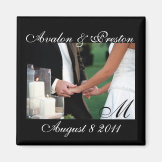 Elegante monogram handen opslaan van de datum magn magneet