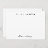 Elegante Monogram Handtekening Script Trouwen Notitiekaartje (Voorkant / Achterkant)