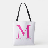 Elegante Monogram Hot Roze Naam Tote Bag (Achterkant)