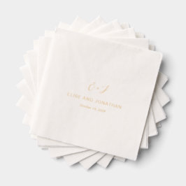Elegante Monogram Huwelijk Folie Servetten