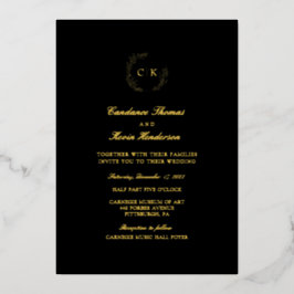 Elegante Monogram Huwelijk  Folie Uitnodiging