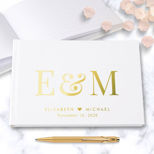 Elegante Monogram Huwelijk Gastenboek