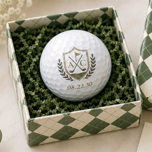 Elegante Monogram Huwelijk Golf Crest Golfballen