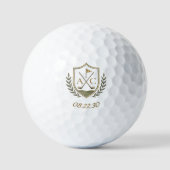 Elegante Monogram Huwelijk Golf Crest Golfballen (Voorkant)